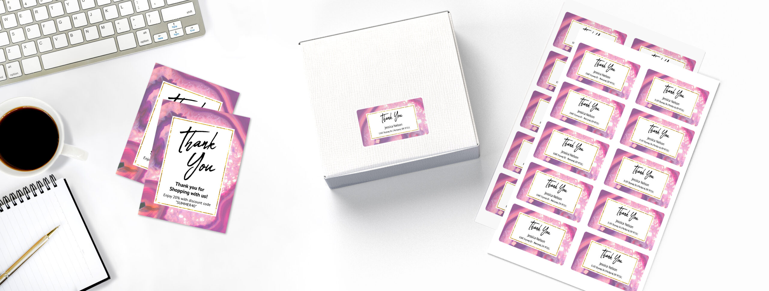make matching postcards and mailing labels