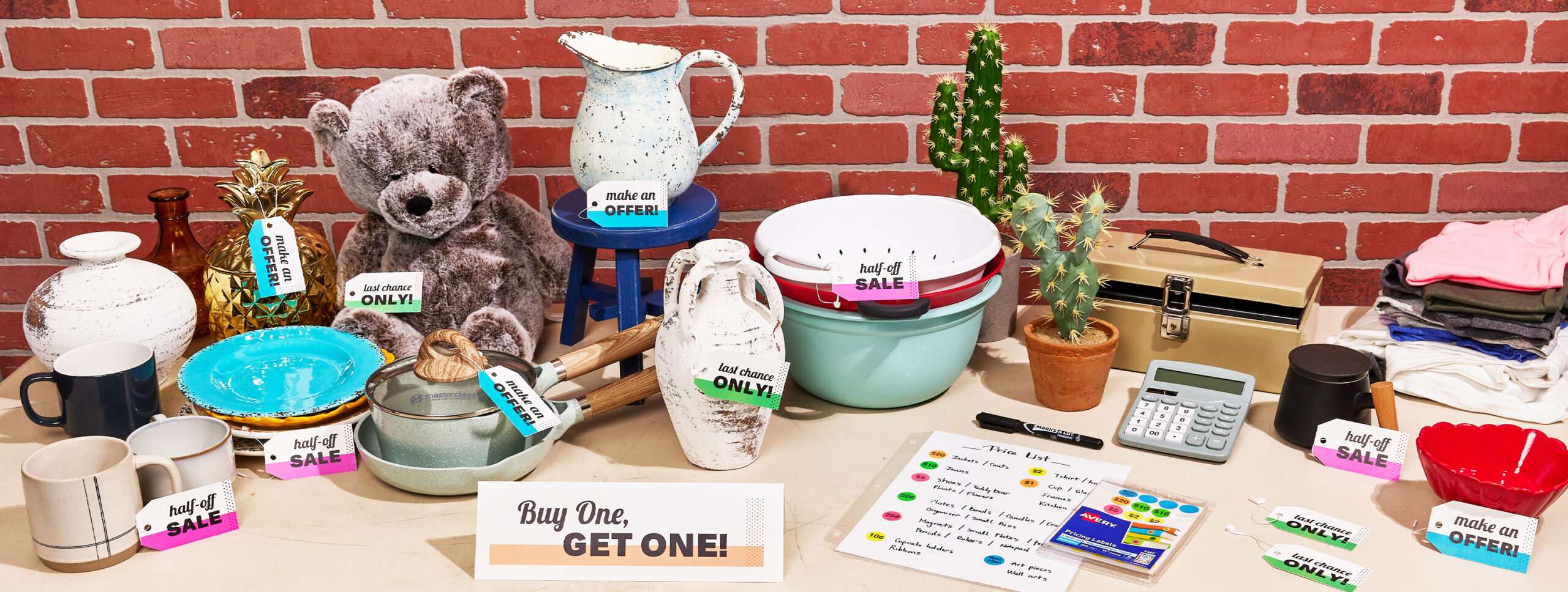 Garage sale signs and tags